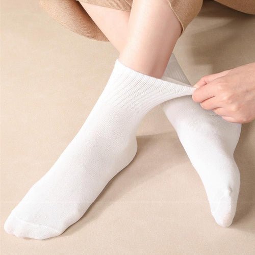 5 Pairs Disposable Cotton Socks - Travel Portable, Wash - free, Compressed, Hight Stretch for Men Women - Single - use for Daily Use,White. - BusDeals