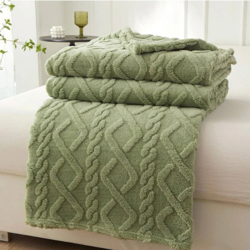 Throw Blanket Super Soft, Green Color, Woven Style, BusDeals Today