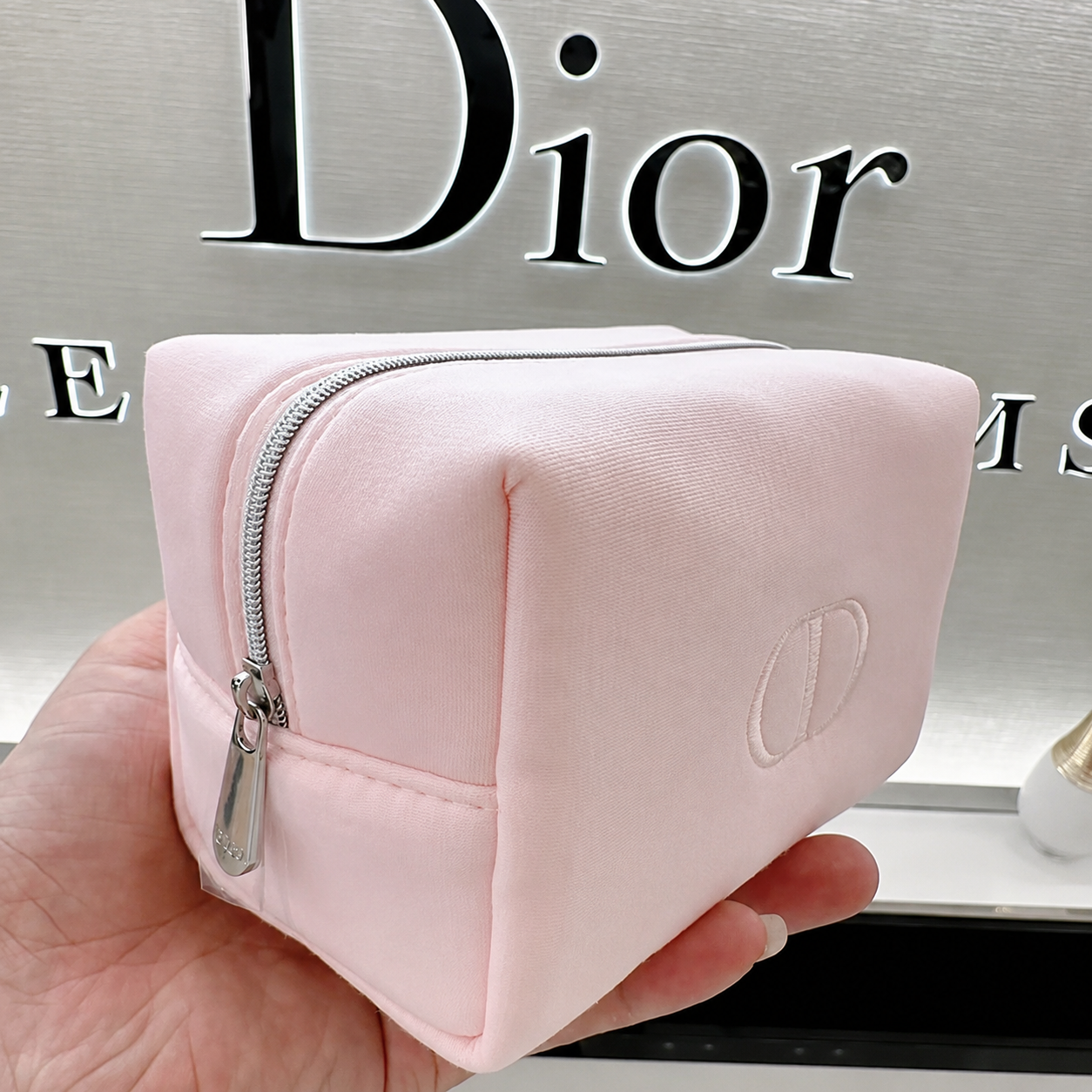 Dior Counter Gift Blooming Bouquet Pouch, Cotton Embroidered Logo