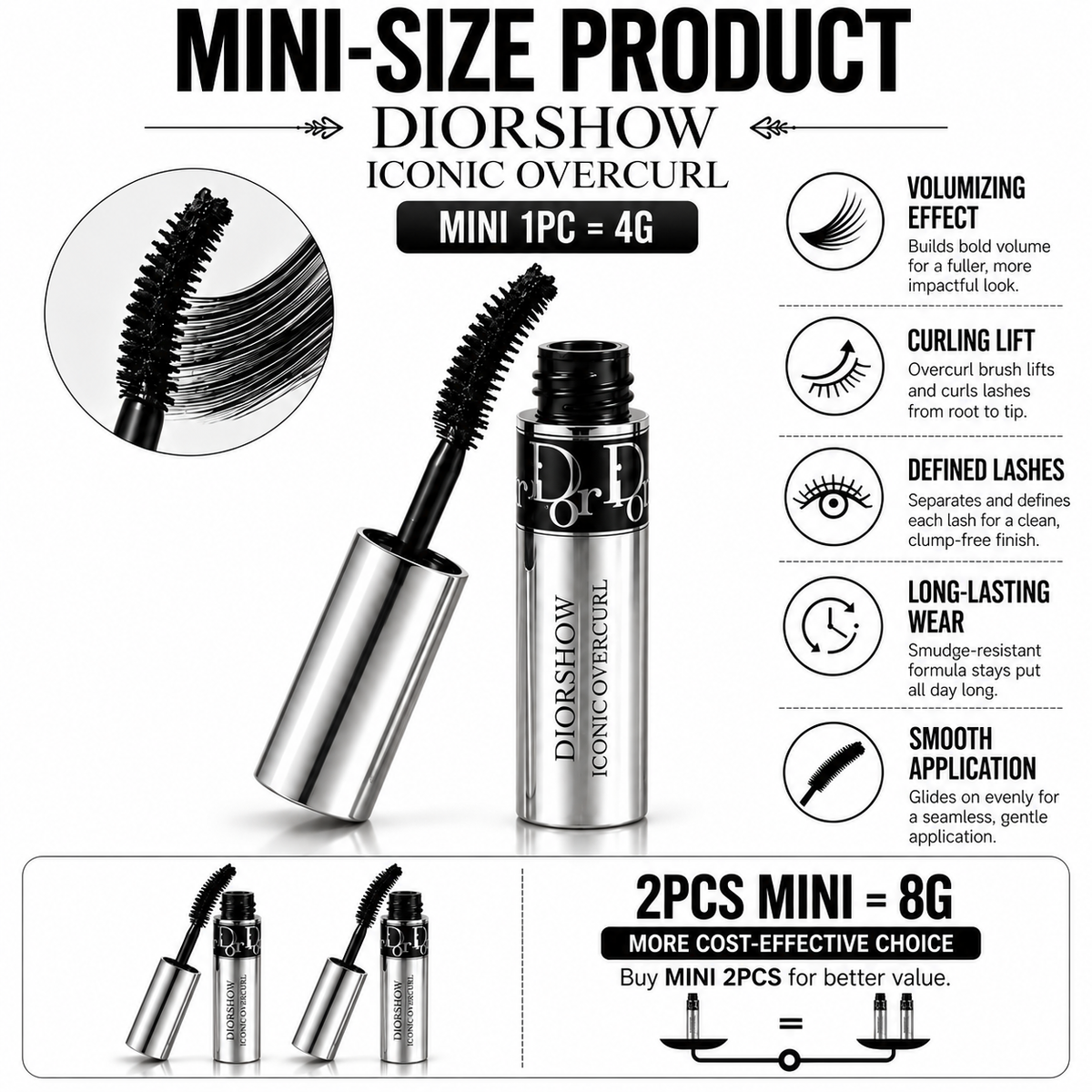 Dior 2 Mini Mascara 4ml with Gift Bag