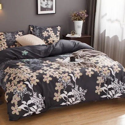 Queen Size 6 pieces, Lovely Flower design Iron Color, bedding set. - BusDeals
