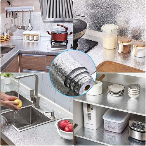 Aluminum foil waterproof paper kitchen stickers silver 40x5 meter. - BusDeals