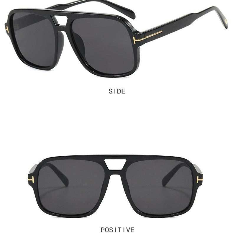 Aviator retro double bridge sunglasses, black. - BusDeals