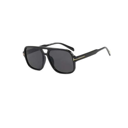 Aviator retro double bridge sunglasses, black. - BusDeals