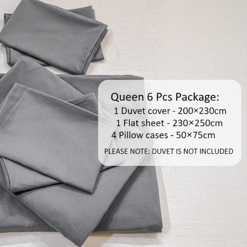 Basic King size 6 pieces, Luna Home Premium Quality Duvet Cover Set, Dark Gray color. - BusDeals