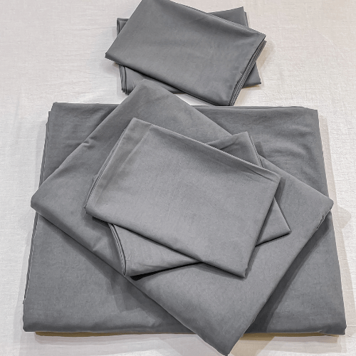 Basic Queen/Double size 6 pieces, Luna Home Premium Quality Duvet Cover Set. Dark Gray color. - BusDeals