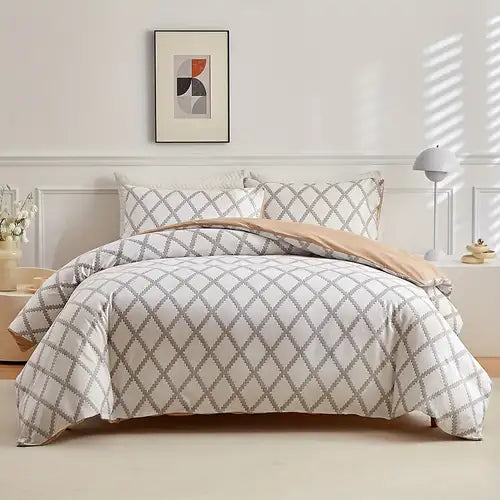 Queen size 6 pieces bedding set, Simply geometric print