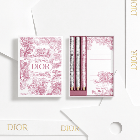 Christian Dior Gift set novelty memo notepad and pencil set pink with bag - BusDeals