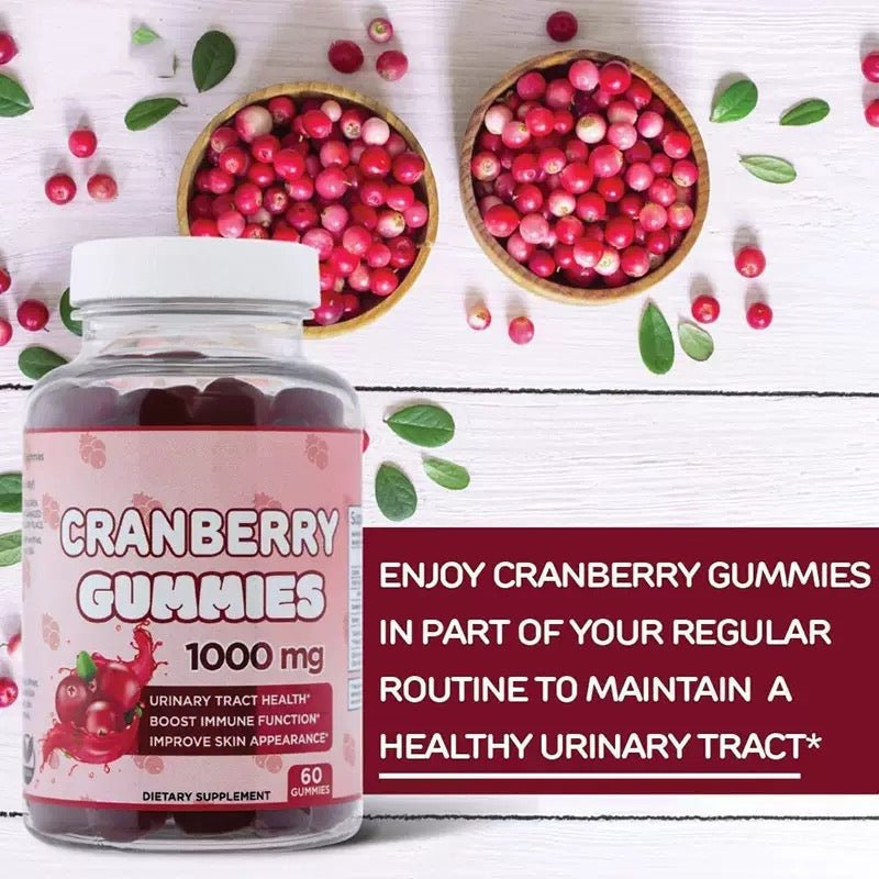 Cranberry Gummies Urinary Tract Health Gummies 1000mg - Supports Bladder, Kidney, ICU - Vegetarian (Cranberry 60 Gummies) - BusDeals