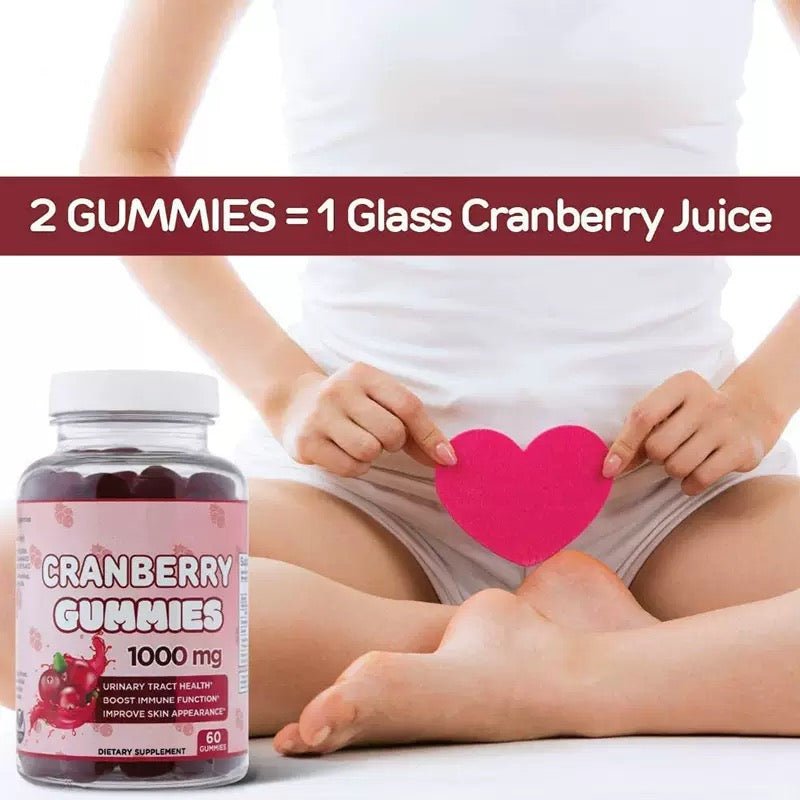 Cranberry Gummies Urinary Tract Health Gummies 1000mg - Supports Bladder, Kidney, ICU - Vegetarian (Cranberry 60 Gummies) - BusDeals