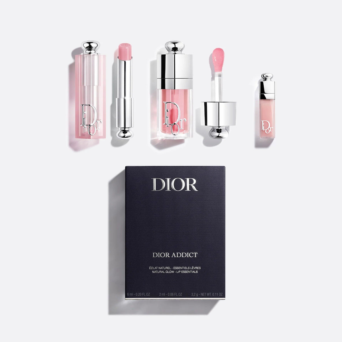 DIOR ADDICT MINI TRAVEL DUO 3-PIECE SET (001 Pink), Hydrating Lip Balm and Lip Oil - BusDeals