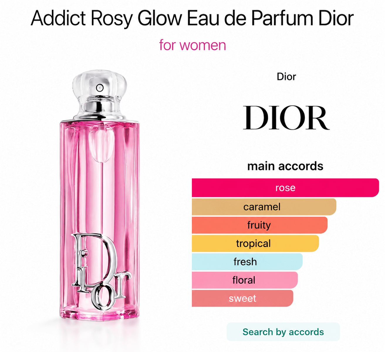 Dior Addict Rosy Glow 50 ml. Eau de Parfum - Rose and Lychee Notes with gift cosmetic pouch - BusDeals