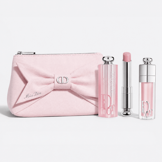 Dior Beauty Pink Ribbon Pouch NEW 2026 with Addict Lip set 001 Pink and Gift Shopping bag - BusDeals