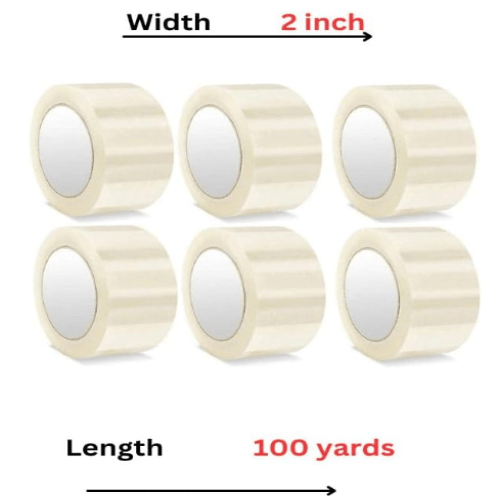 Heavy Duty Clear Packing Tape 2 inches x 100 Yards - Strong Packaging Tape for Moving Boxes, Parcel Boxes, Postal Bags, Office Supplies - 6 Rolls - BusDeals