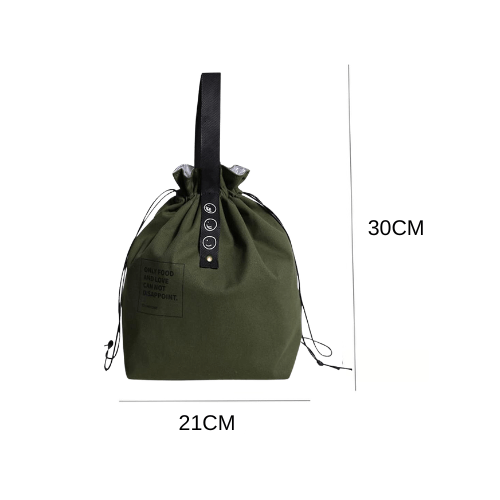 Insulated Lunch Bag with Drawstring Closure, Wide - Open Foldable Cooler Tote Bag,Green. - BusDeals