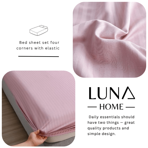 King Size 3 Piece Set, Bedsheet with 2 Pillow Cases,Light Old Rose Color - BusDeals