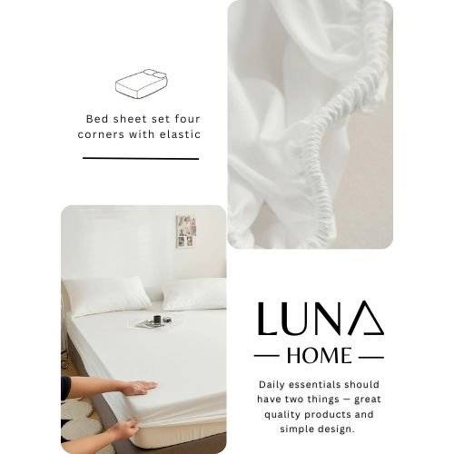 King Size 3 Pieces Fitted Bedsheet Set Plain White Color. - BusDeals