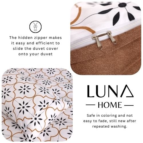 King size 6 piece duvet cover set modern tile print bedding set white. - BusDeals