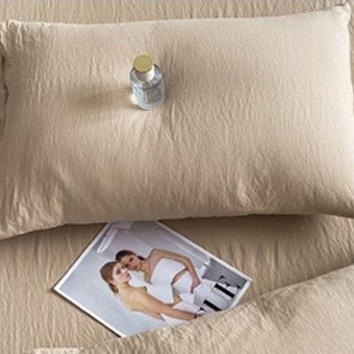 King size 6 Pieces bedding Set, Washable Cotton Beige Color. - BusDeals