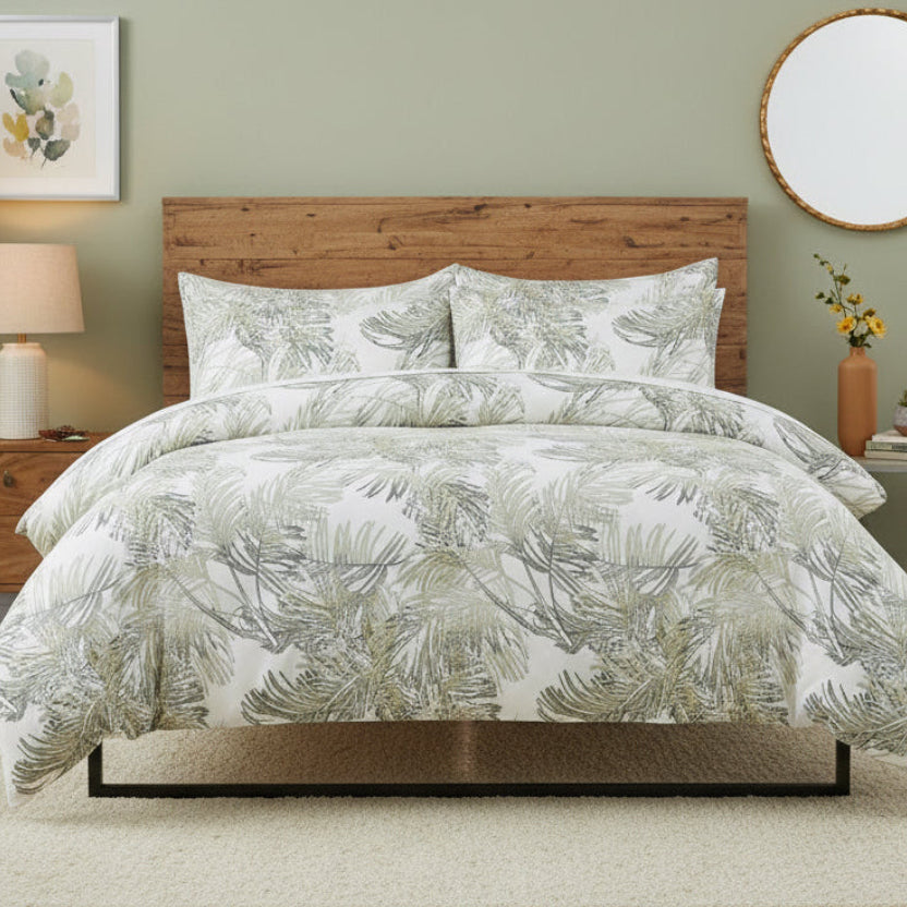 King Size 6 pieces, duvet cover set, golden leaf design. - BusDeals