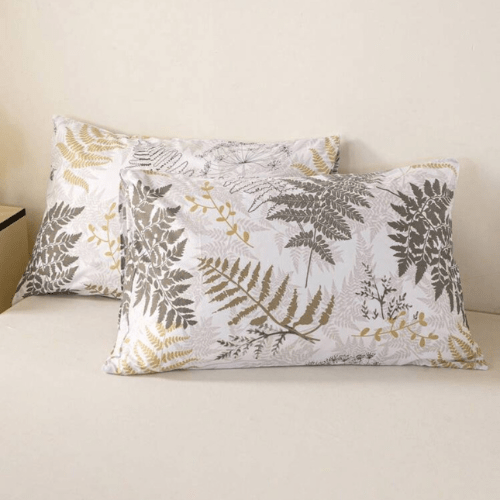 King size 6 pieces duvet cover set with brown leaf pattern. - BusDeals