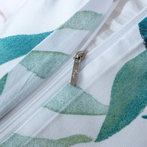 King size 6 pieces, Leaves design pearl white color, Bedding Set - BusDeals