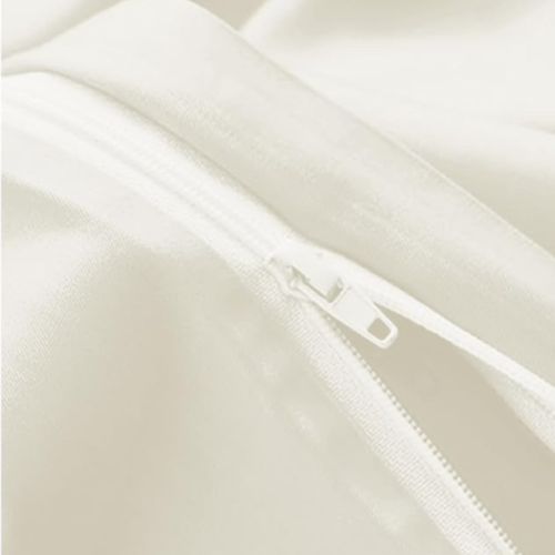 King Size 6 Pieces Premium Bamboo Satin Silky Duvet Cover set, Ivory color. - BusDeals