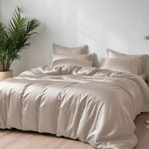 King Size 6 Pieces Premium Bamboo Satin Silky Duvet Cover set, Teal color. - BusDeals