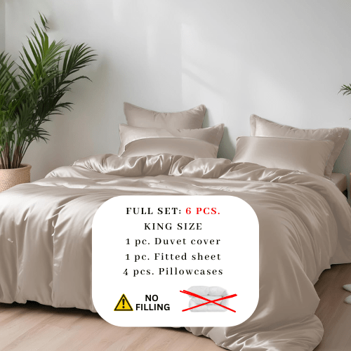 King Size 6 Pieces Premium Bamboo Satin Silky Duvet Cover set, Teal color. - BusDeals