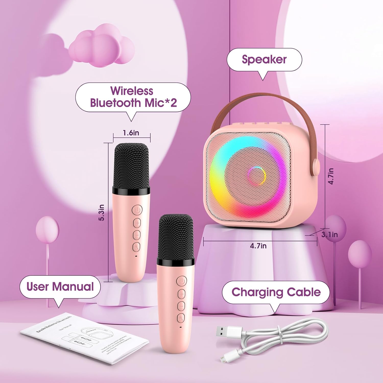 Labubu Karaoke Machine 2 Microphones Kids Girls Birthday Presents Girls. - BusDeals