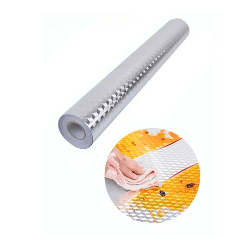Oil proof aluminum foil paper kitchen stickers 40x1meter silver color - BusDeals