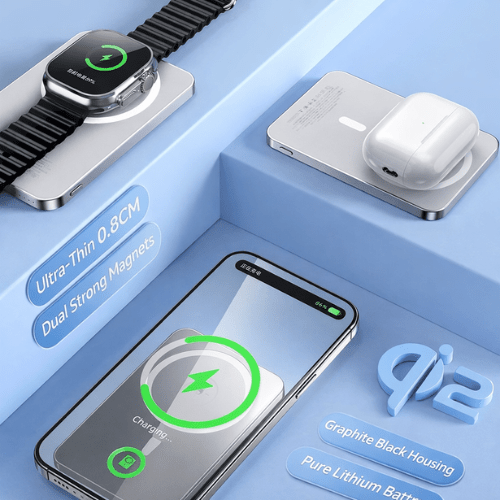 Orange Ultra - Thin Magsafe Wireless Power Bank, Fast Magnetic Charging, 20W Portable Charger Battery, 15W PD USB - C charging, 20000mAh. Ideal for iPhone Pro Max & Plus 17/16/15/14, Apple watch, ear pot. Compatible Galaxy S24/S25. - BusDeals