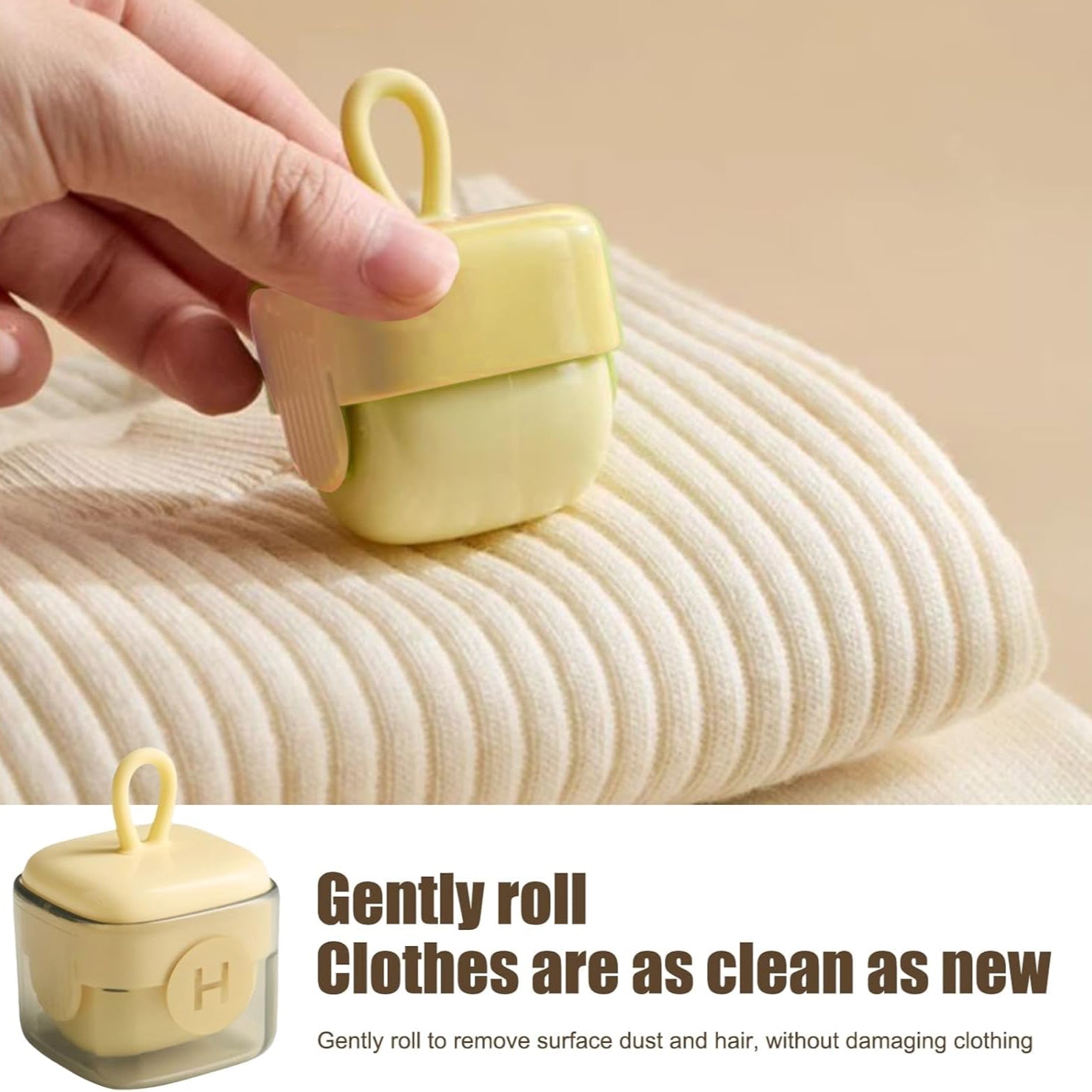 Portable Powerful Hair and Dust Remover, Washable Gel, Yellow color. - BusDeals