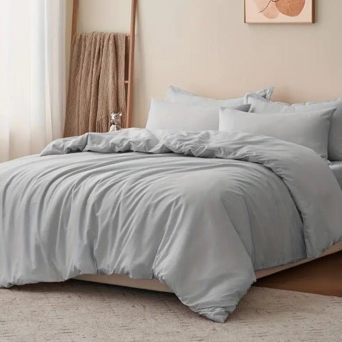 Premium King size 6 pieces Bedding Set without filler, Plain Light Grey