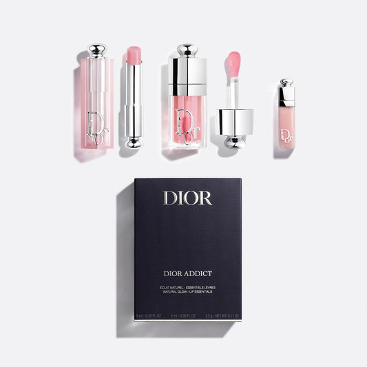 DIOR ADDICT MINI TRAVEL DUO 3-PIECE SET (001 Pink), Hydrating Lip Balm and Lip Oil