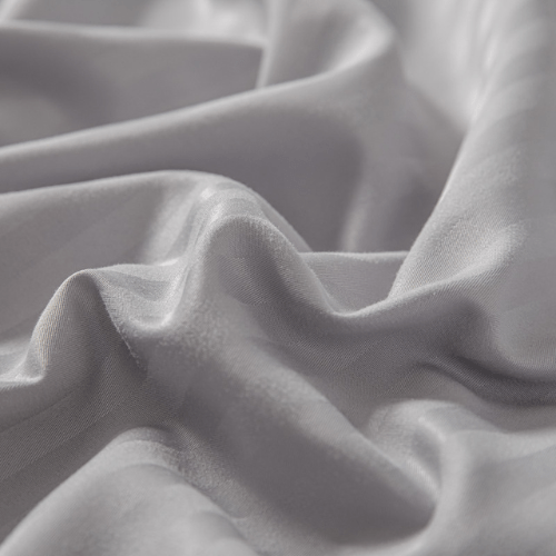 Queen Size 3 Piece Set, Bedsheet with 2 Pillow Cases, Grey Color, Satin Striped Design. - BusDeals