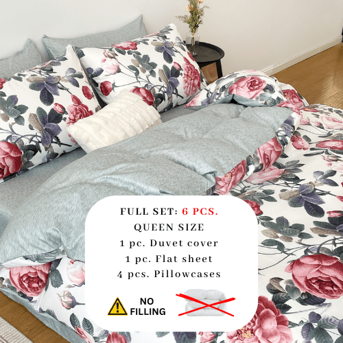 Queen size, 6 - piece beautiful rose design in a lovely shade of green. - BusDeals