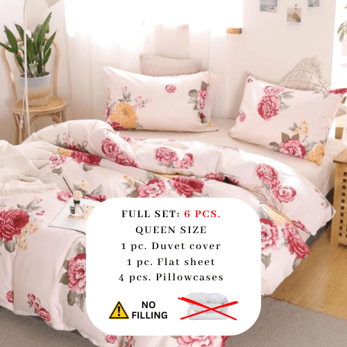 Queen size, 6 - piece beautiful rose design in a lovely shade of pink. - BusDeals
