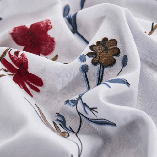 Queen size 6 - piece blue bedding set featuring a botanical floral design duvet cover. - BusDeals