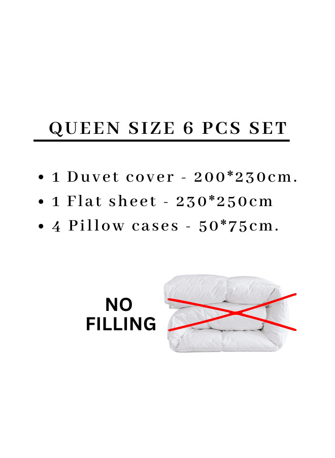 Queen size 6 piece duvet cover set modern tile print bedding set white. - BusDeals