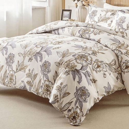 Queen size 6 - piece floral damask duvet cover set. - BusDeals