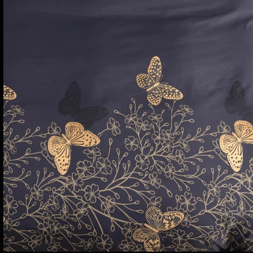 Queen size 6 piece reversible butterfly design in brown and grey. - BusDeals