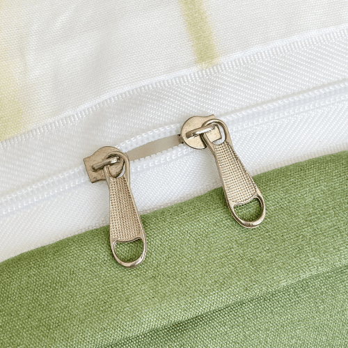 Queen size, 6 - piece, reversible duvet cover set featuring a striped design in a vibrant green color. - BusDeals