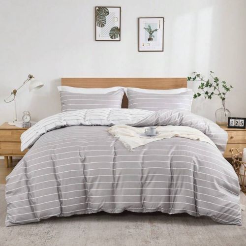 Queen size 6 pieces Bedding Set without filler , Posh Stripe Design - BusDeals