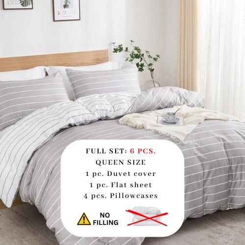 Queen size 6 pieces Bedding Set without filler , Posh Stripe Design - BusDeals