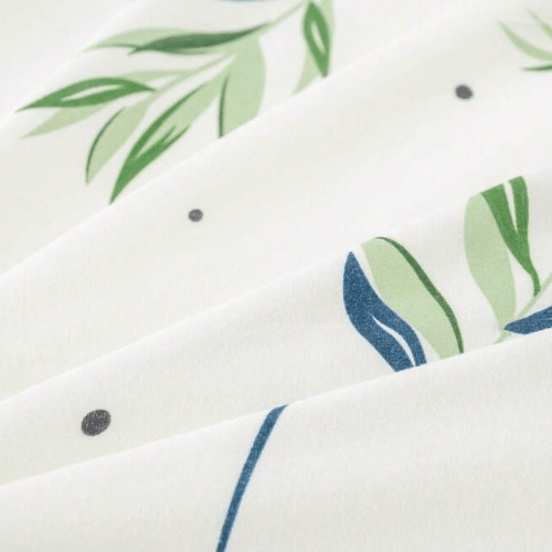Queen size 6 Pieces Botanical fresh Green Leaf/Leaves Reversible Design. - BusDeals