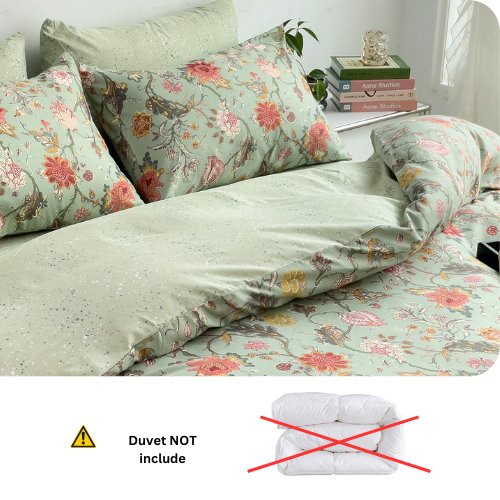 Queen Size 6 Pieces, Reversible Style Duvet Cover Set, Roses Design with Dark Khaki Color. - BusDeals