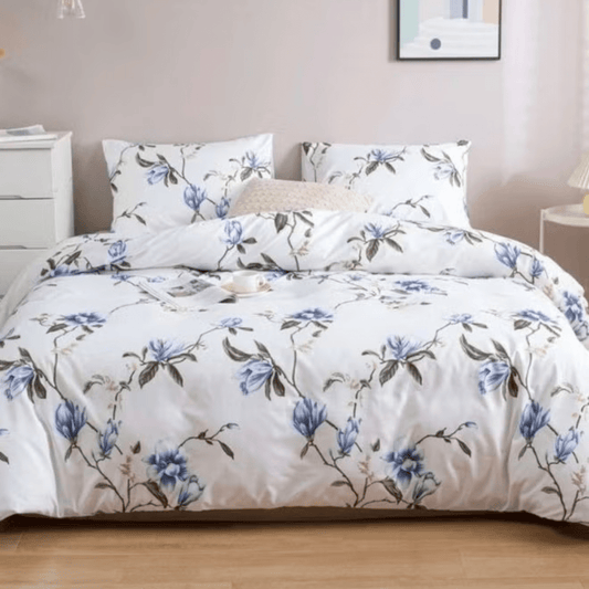 Queen size 6 pieces, Spring Flower Design Cobalt Color, duvet cover set. - BusDeals
