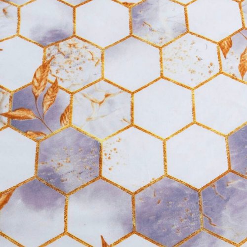 Queen size 6 pieces, White with Purple Marble Design Bedding set. - BusDeals