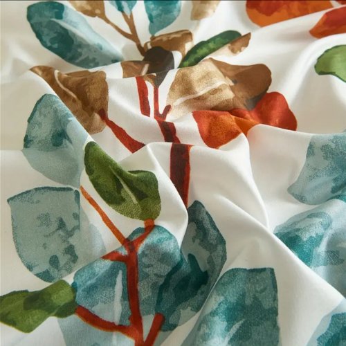 Queen size Bedding Set without filler 6 pieces , Green Color Leaves Design - BusDeals